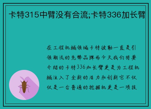 卡特315中臂没有合流;卡特336加长臂