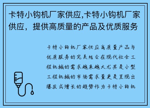 卡特小钩机厂家供应,卡特小钩机厂家供应，提供高质量的产品及优质服务